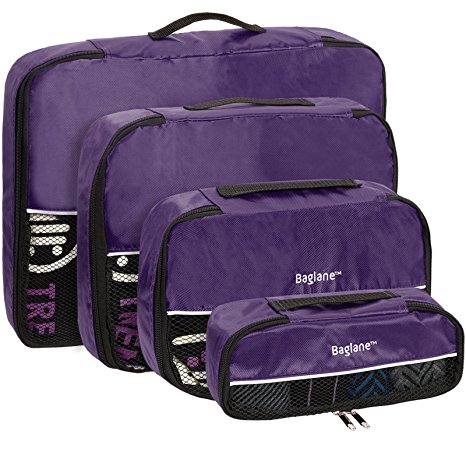 Baglane Packing Cube Bags - TechLife Nylon Travel Luggage - 4pc Set (XS-Large)