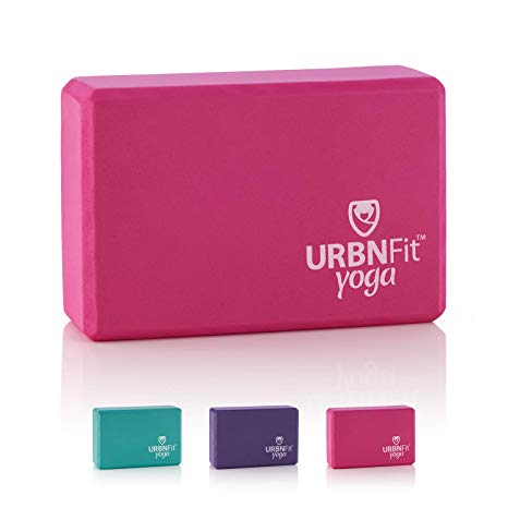 URBNFit Yoga Block - (1PC or 2PC Blocks Set with Stretch Strap) - Moisture Resistant High Density EVA Foam Block - Improve Balance and Flexibility Perfect for Home or Gym - Free PDF Workout Guide