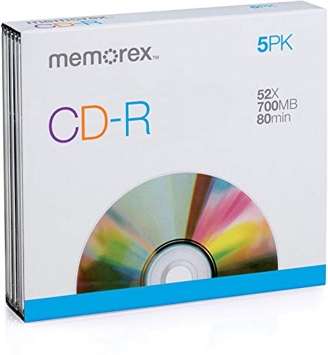 Memorex MEMCD-R/5 CD-R 80-Minute 700MB 52x Jewel Case, 5-Pack