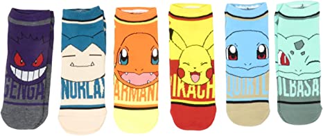 Pokemon Multi Characters Ankle Socks 6 Pair Pack