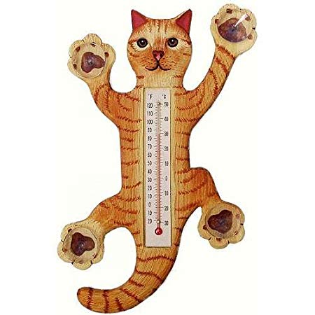 Songbird Essentials SE3171722 Climbing Orange Tabby Cat Large Window Thermometer (Set of 1)