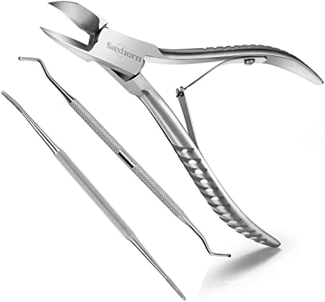 Toenail Clippers, Saxhorn Nail Clippers for Thick and Ingrown Toe Nail – Heavy Duty Nail Nipper and Cuticle Clippers – Stainless Steel