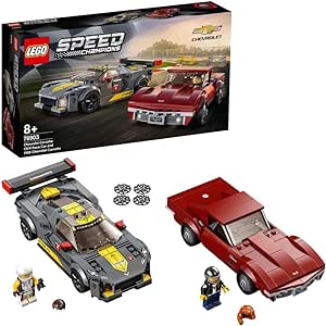 LEGO 76903 Speed Champions Chevrolet Corvette C8.R Race Car and 1969 CC Racing Model, Toy Cars Building Kit for Kids 8 Plus Years Old, 2 Sports Models