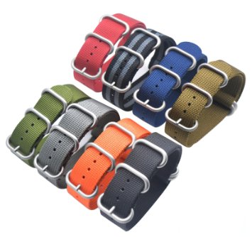 ArtStyle Watch Band with 15mm Thickness Quality Nylon Strap and Heavy Duty Brushed Buckle
