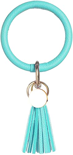 Weixiltc Large Circle Key Ring Leather Tassel Bracelet Holder Keychain Keyring For Women Girl