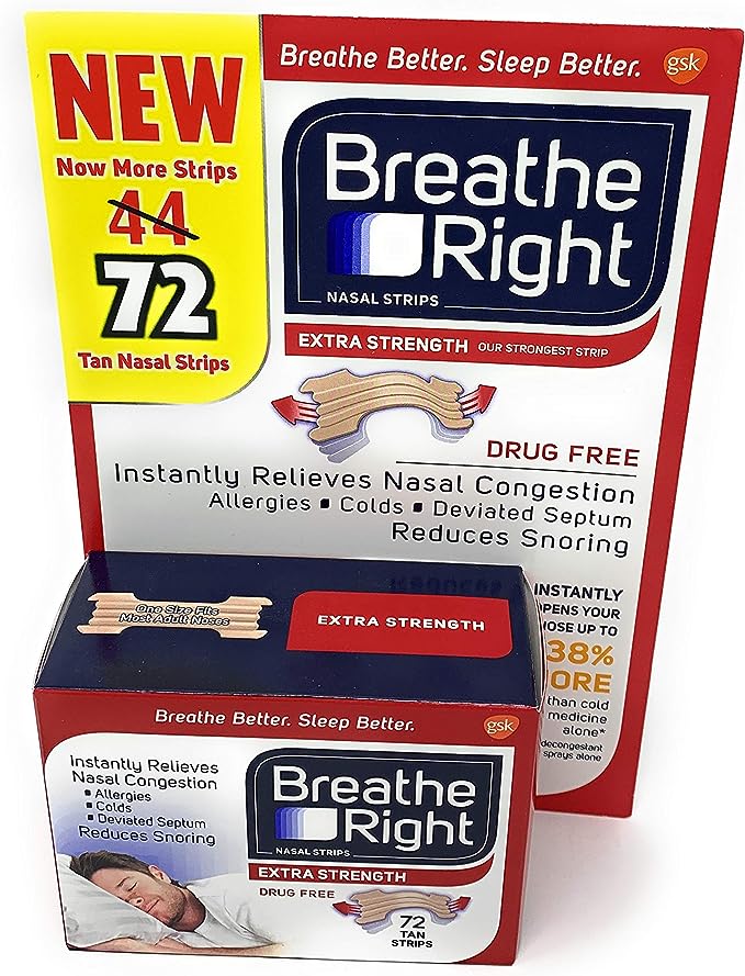Breathe Right Extra Strength Nasal Strips, 72 Strips-72 Count (Pack of 1)