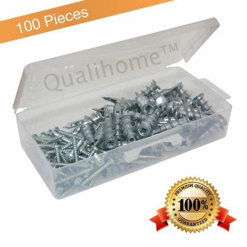 #1 Best Quality Zinc Self Drilling Drywall Anchors with Screws Kit, 100 Pieces All Together