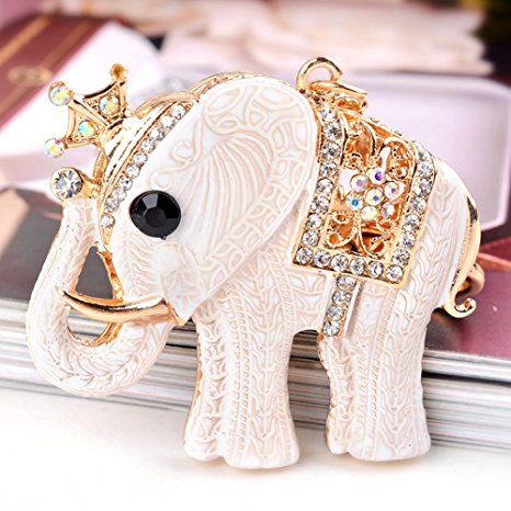 Women Rhinestone Keychain ,USATDD Lucky Elephant Key chains Crystal Pendent Bling Clothing Accessories Handbag Decoration Sparkling Keyrings For Purse Bag Charm With Gift Box