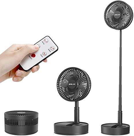 OPOLAR 2021 Battery Operated Oscillating Fan with Remote Control, 7200mAh Foldaway Table Fan, 3 Speeds & Natural Wind, Timer Setting, Great for Indoor, Travel, Camping Outdoor Activities Use