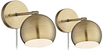 Antique Brass Sphere Shade Pin-up LED Wall Lamps Set of 2