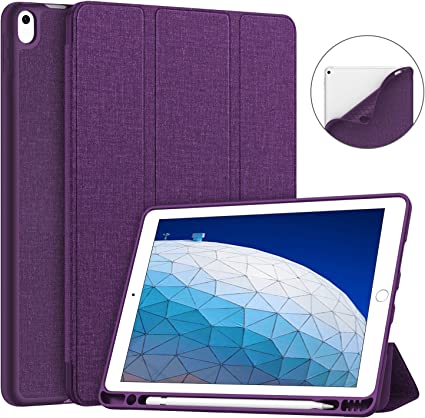 Soke iPad Air 3 Case 2019 with Pencil Holder, Premium Smart Case, Strong Protection, Auto Sleep/Wake, Ultra Slim Soft TPU Back Cover for iPad Air 3rd Generation 2019/iPad Pro 10.5 2017 (Purple)