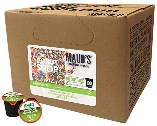Maud’s Gourmet Coffee Pods - Dunk Your Donut Shop, 100-Count Single Serve Coffee Pods - Richly Satisfying Premium Arabica Beans, California-Roasted - Kcup Compatible, Including 2.0