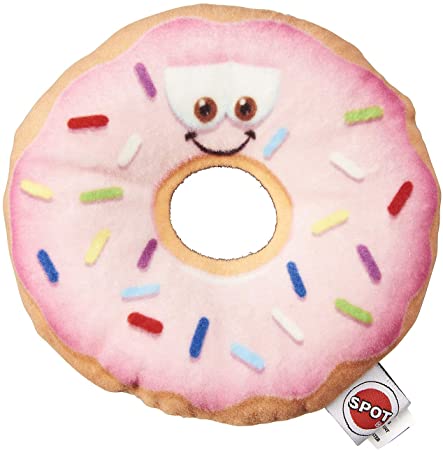 SPOT Fun Food Donut 5.25" Soft Plush Dog Toy, Multi, One Size, Model: 54424