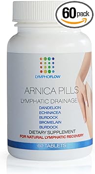 Arnica Pills for bruising, Swelling & Lymphatic Drainage After Surgery, lipedema, Lymphedema, Liposuction, BBL, Tummy Tuck I Use with Massager Tool, Gel, Oil, Cream, lipofoam & Faja I 60 Tablets