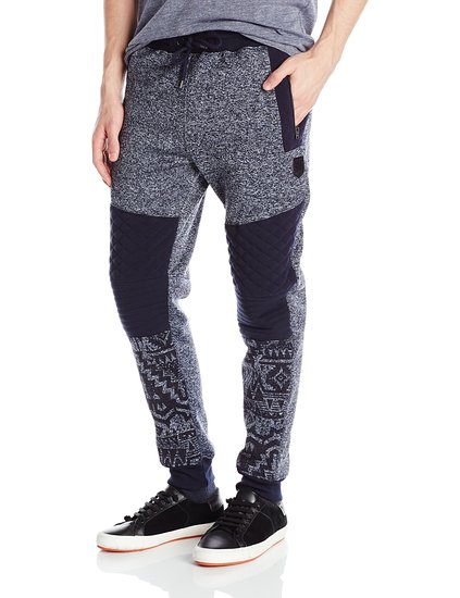 Southpole Men's Jogger Pants Fleece with Biker Details and All Over Prints