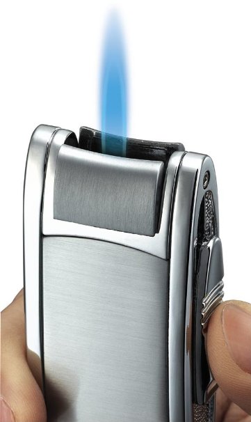 Visol Cole Brushed and Polished Chrome Single Jet Flame Cigar/Cigarette Lighter
