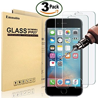 [3 Pack] iPhone 6 6S Screen protector, Emmabin 0.26mm 9H Tempered Shatterproof Glass Screen Protector Anti-Shatter Film for iPhone 6 6S 4.7" inch [3D Touch Compatible]