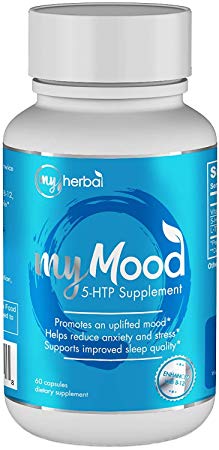 My Mood 5-HTP Premium Supplement 100mg, Natural Support for Positive Mood, Anxiety Relief, Stress Management, Improved Sleep | Enhanced with Vitamin B12 and L-Theanine, 60 Vegetable Capsules