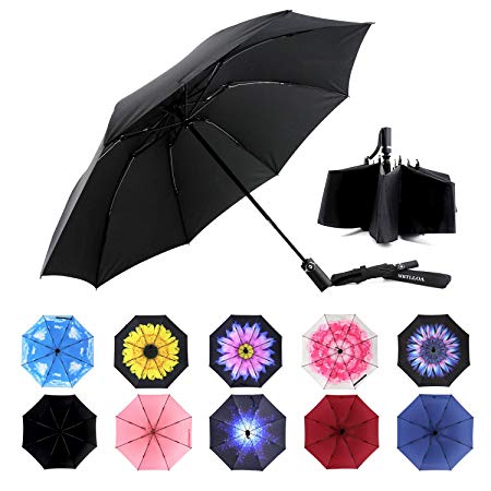 MRTLLOA Inverted Umbrellas Reverse Folding Umbrella Windproof UV Protection Compact Umbrella for Travel Outdoor Daily Use