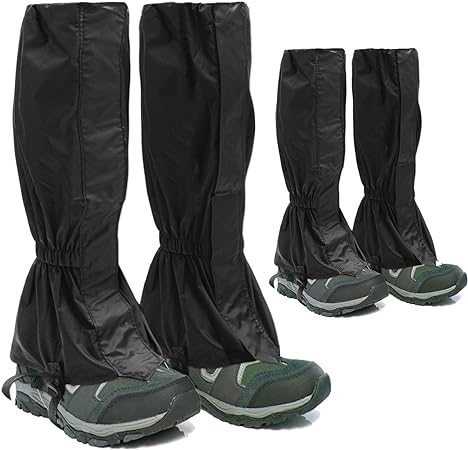 Adjustable Lightweight Black Gaiters for Hiking – Waterproof and Breathable Leg Gaiters for Women and Men Boots Climb