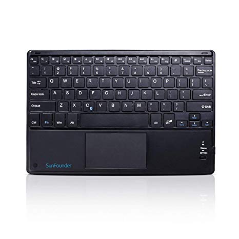 SunFounder Ultra Slim Bluetooth Keyboard - Portable Wireless with TouchPad for Windows Android Raspberry Pi 3 Model B  3B - Built in Rechargeable Lithium Battery - Black