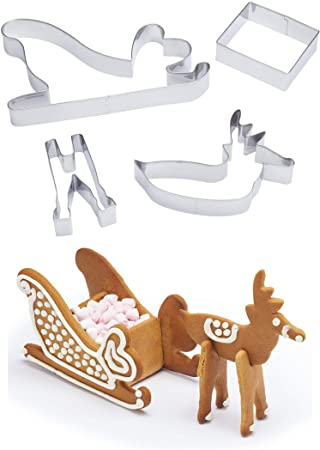 Sweetly Does It 3D Christmas Cookie Cutters, Santa's Sleigh Design, Metal