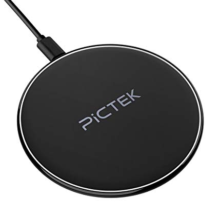 Wireless Charger, PICTEK Wireless Charging Pad Ultra-thin Qi Charger Pad for iPhone 8 / 8 Plus, iPhone X, Galaxy S8/S8 Plus / S7 / S7 Edge/ S6 / S6 Edge/ S6 Edge Plus/ Note 5, Other Qi-Enabled Devices（no adapter）