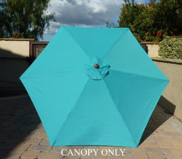 9ft Umbrella Replacement Canopy 6 Ribs in Turquoise Olefin Canopy Only