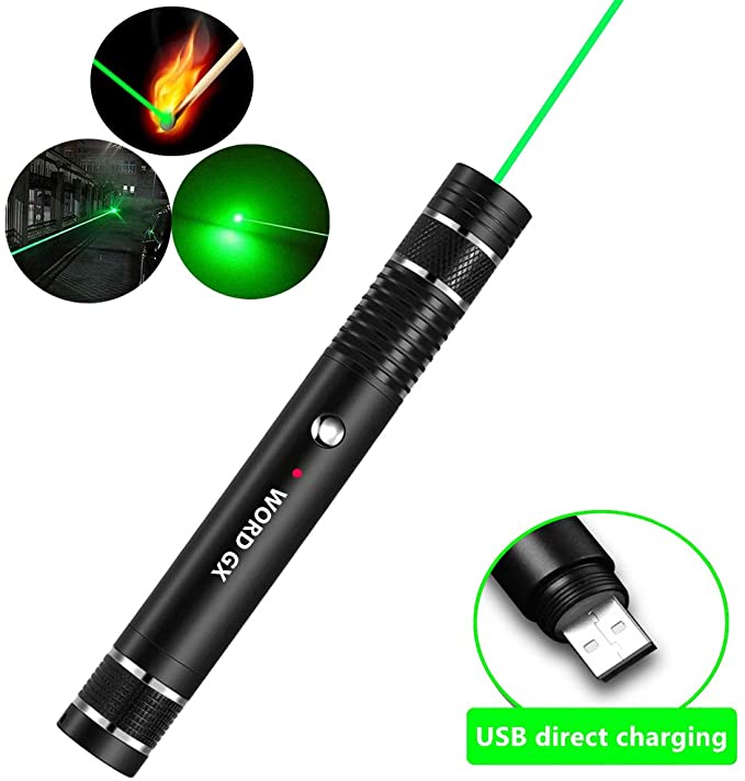 WORD GX Chase Cat Pointer, Rechargeable Multi-Pattern Funny Mini Flashlight Interactive Green Light Entertain and Train Your Cat Kitten Dog Pet