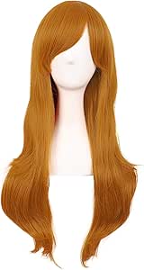 MapofBeauty 28 Inch/70cm Women Side Bangs Long Curly Hair Cosplay Wig (Golden Orange)