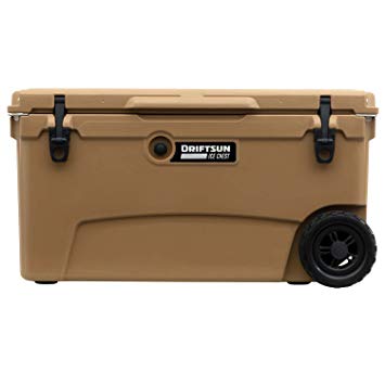 Driftsun 70-Quart Wheeled Ice Chest, Heavy Duty, High Performance Roto-Molded Commercial Grade Insulated Rolling Cooler