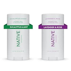 Native Deodorant | Natural Deodorant for Women and Men, Aluminum Free with Baking Soda, Probiotics, Coconut Oil and Shea Butter | Eucalyptus & Mint, Lavender & Rose - Variety Pack of 2