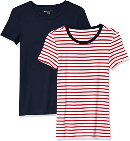 Amazon Essentials Women's 2-Pack Slim-Fit Short-Sleeve Crewneck T-Shirt