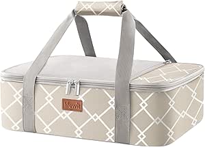 Lifewit Insulated Casserole Carrier for Hot or Cold Food, Casserole Dish Bag Carrying Case, Lasagna Lugger Holder for Potluck/Parties/Picnic/Cookouts, Fits 9"x13" Baking Dish, Grey