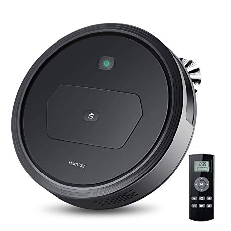 Homasy Robot Vacuum Cleaner with 1300PA Powerful Suction, Super Quiet & Self-Charging Robotic Vacuum Cleaner with HEPA Filter, 3 Modes Cleaning for Pet Hair, Carpets, Hard Floors(Black)