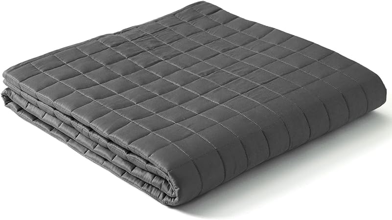 YnM Exclusive Cooling Weighted Blanket with Bamboo Viscose, Smallest Compartments, Bed Blanket for Two Persons of 110~190lbs, Ideal for Queen/King/Ca King Bed (88x104 Inches, 25 Pounds, Dark Grey)
