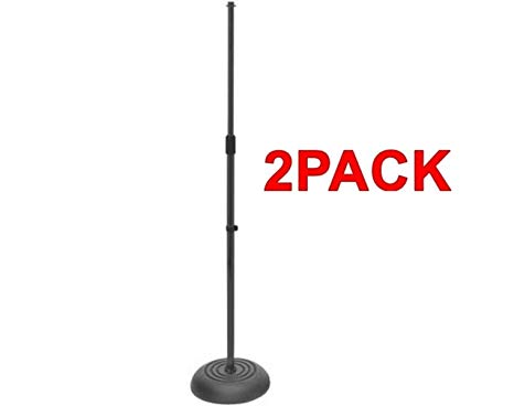 On Stage Round Base Microphone Stand, Black (2 Pack Black)