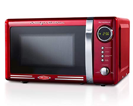 Nostalgia RMO770RED Retro 700-Watt Countertop Microwave Oven, 0.7 Cu.Ft, Red