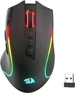 Redragon M612 PRO RGB Gaming Mouse, 8000 DPI Wired/Wireless Optical Gamer Mouse with 11 Programmable Buttons & 6 Backlit Modes, BT & 2.4G Wireless, Software Supports DIY Keybinds Rapid Fire Button