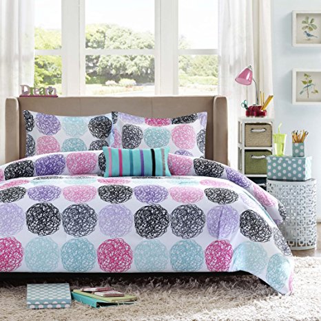 Mizone Carly 3 Piece Comforter Set, Twin/Twin X-Large, Purple