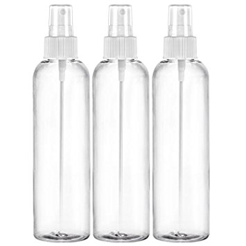 MoYo Natural Labs Reusable BPA Free Leak Proof Plastic Spray Bottle, Clear, 8 oz. (Pack of 3)