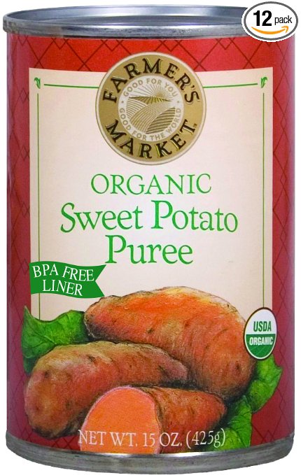 Farmer's Market Organic Canned Sweet Potato Puree, 15 Ounce (Pack of 12)