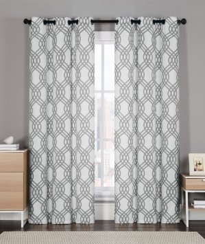 2 Pack: GoodGram Grey Shabby Geometric Grommet Top/Foam Back Curtain Panels (Grey)