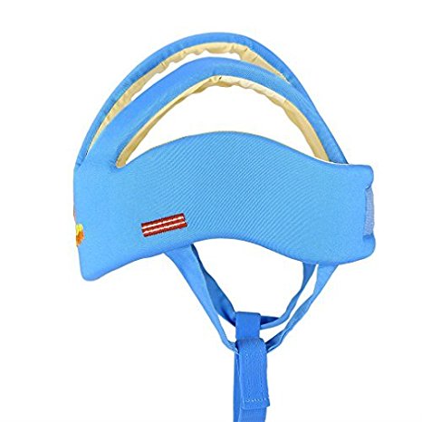 ICOCO Baby Helmet Soft Cotton Adjustable Infant Baby Safety Head Protector Protection Adjustable Head Guard Protective Harnesses Cap for Baby Infant Toddler Kids (3 Lines, Sky Blue)