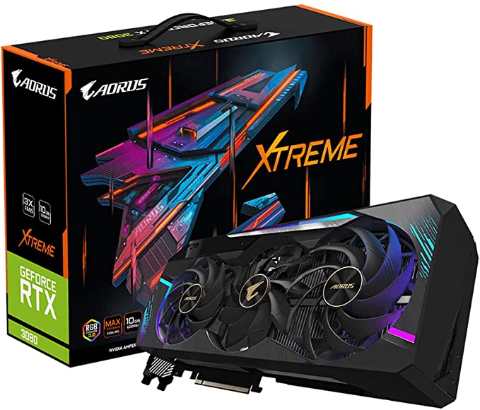 GIGABYTE AORUS GeForce RTX 3080 Xtreme 10G (REV2.0) Graphics Card, Max Covered Cooling, LHR, 10GB 320-bit GDDR6X, GV-N3080AORUS X-10GD REV2.0 Video Card