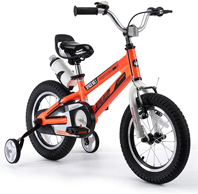 RoyalBaby Kids Bike Boys Girls Space No. 1 Aluminum 3-9 Years Old 12 14 16 18 Inch Training Wheels Kickstand Black Red Orange Kids Bicycle