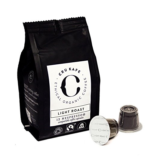 CRU Kafe Nespresso Compatible Pods Organic Fairtrade Coffee- Light Roast (48 Pods)