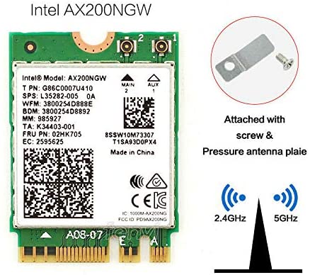 OSGEAR-NEW Intel Dual Band Wireless-AX200NGW WLA/Wi-Fi 6 AX200 2230 2x2 AX  Bluetooth 5.1,M.2/A-E-Key (AX200.NGWG) Wi-Fi 6 AX200 without vPro, 2.4GHz/5GHz WiFi, Bluetooth 5.1, M.2/A-E-Key 802.11ax