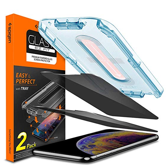 Spigen Tempered Glass Screen Protector [Installation Kit] Designed for iPhone Xs/iPhone X [2Pack] - Privacy