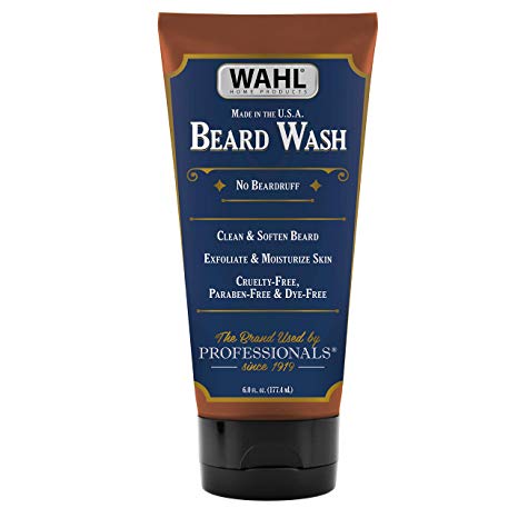 Wahl Beard Wash & Face Exfoliator with Essential Oils for Moisturizing Skin & Beard Hair – Manuka Oil, Meadowfoam Seed Oil, Clove Oil, Moringa Oil – 6 Oz